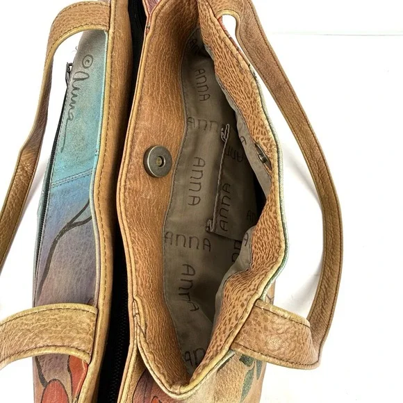 Anna By Anuschka Handbag Hand Painted Toucan Bird Floral Berries Boho - Picture 7 of 16